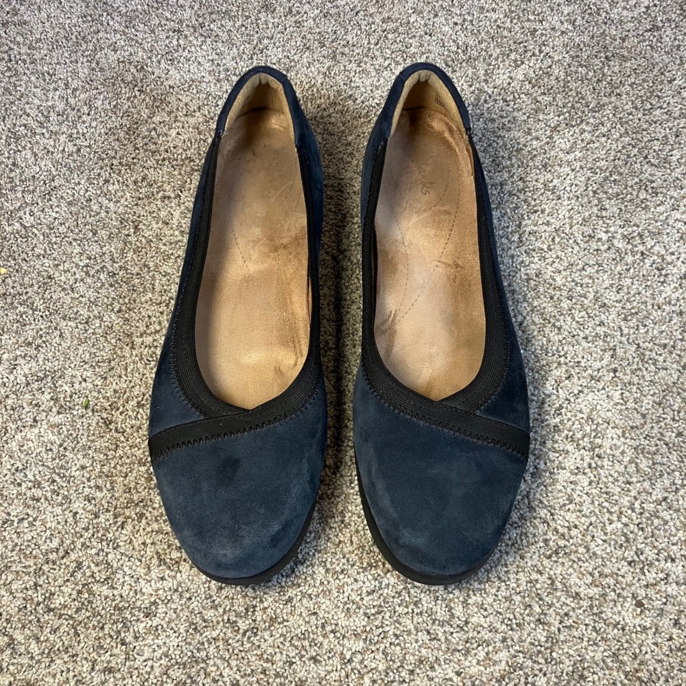 Clarks Womens Clarks Artisan Daelyn Hill Wedge Navy Nubuck Suede Size 8.5 Office